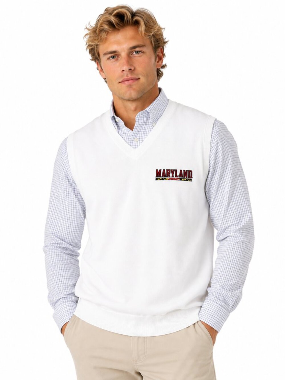 Maryland Terrapins Mens Vest Size Small 100% Pima Cotton Oxford Golf New